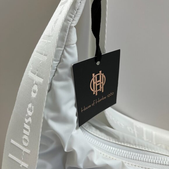 House of Harlow 1960 - Crescent Nylon Zip Hobo Shoulder Bag- White -NWT - Picture 8 of 10